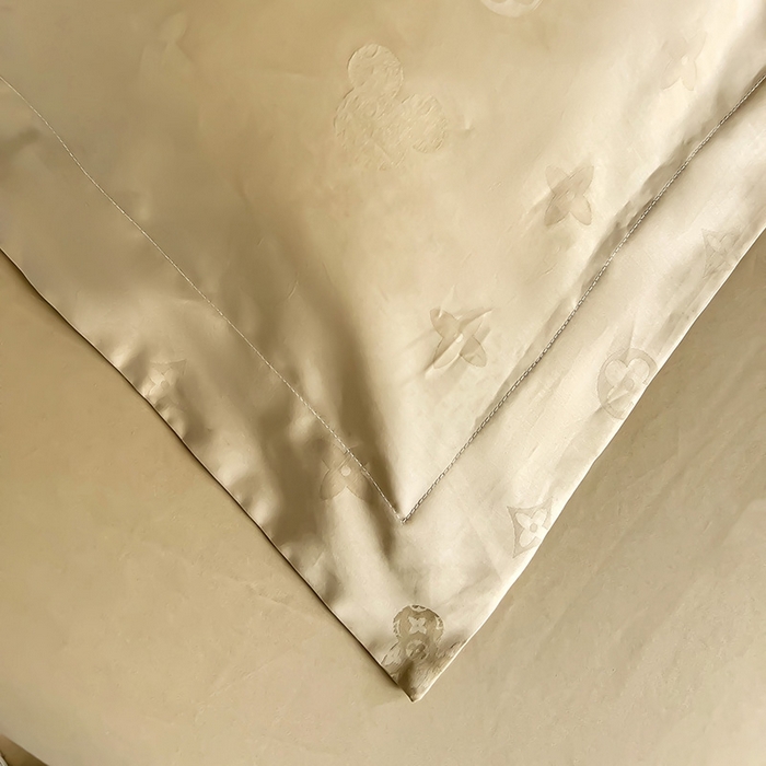 91家纺网 家纺一手货源 找家纺 品乐家纺 2024新款100支长绒棉提花 枕套 音色卡其