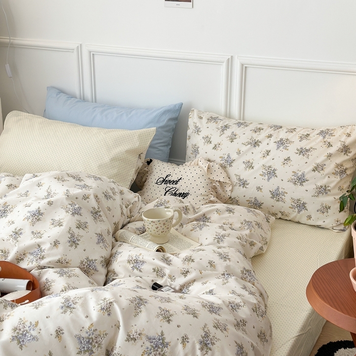 91家纺网 家纺一手货源 找家纺 昔可家纺 2024新款春日小碎花系列四件套 小资梨调