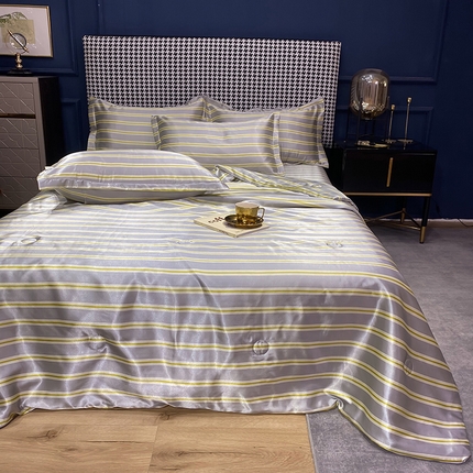 91家纺网 家纺一手货源 找家纺 （总）11 经年：2025年条纹丝绸冰丝水洗真丝夏被四件套直播爆款