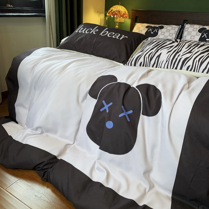 91家纺网 家纺一手货源 找家纺 花沐 2024新款云朵水洗棉四件套 【云朵棉】咖熊