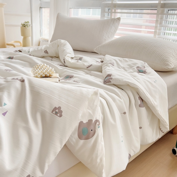 91家纺网 家纺一手货源 找家纺 春光里 2024新款萌趣夏被夏凉被被子被芯 萌小象