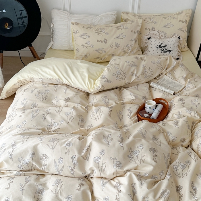 91家纺网 家纺一手货源 找家纺 昔可家纺 2024新款中古系列花四件套 新款水墨素描