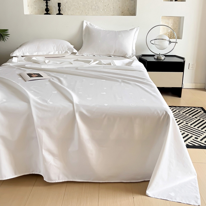 91家纺网 家纺一手货源 找家纺 品乐家纺 2024新款100支长绒棉提花床单 音色白