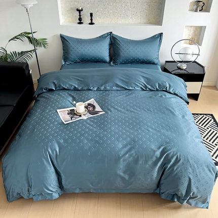 91家纺网 家纺一手货源 找家纺 品乐家纺 2024新款100支长绒棉提花宽边四件套 音色宾兰