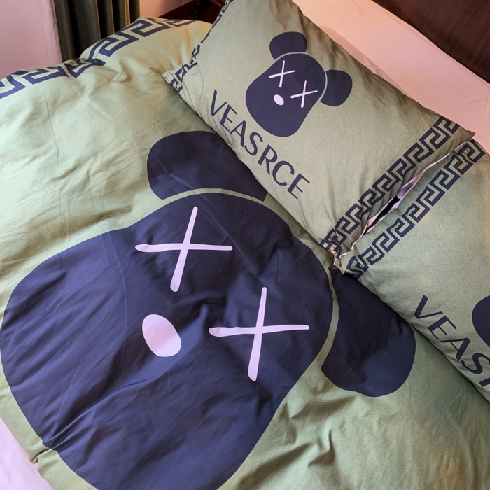 91家纺网 家纺一手货源 找家纺 花沐 2024新款云朵水洗棉四件套 【云朵棉】小绿熊