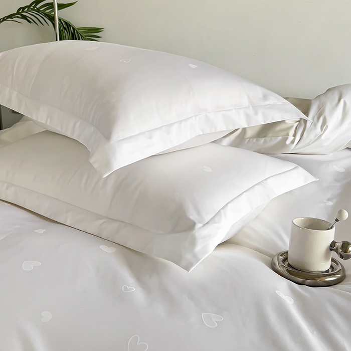 91家纺网 家纺一手货源 找家纺 品乐家纺 2024新款100支长绒棉提花 枕套 音色白