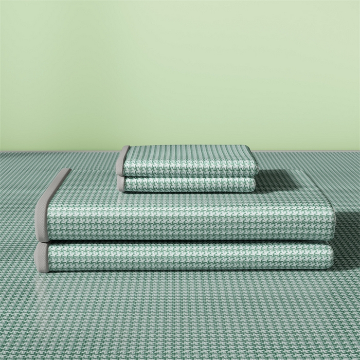 91家纺网 家纺一手货源 找家纺 叠派家纺 2024新款抗菌冰激凌烫画系列床单床笠 冰淇淋-淡绿床单款