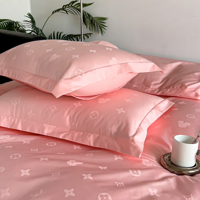 91家纺网 家纺一手货源 找家纺 品乐家纺 2024新款100支长绒棉提花 枕套 音色粉色