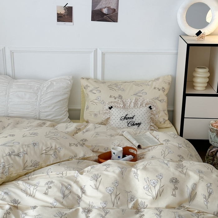 91家纺网 家纺一手货源 找家纺 昔可家纺 2024新款中古系列花四件套 新款水墨素描