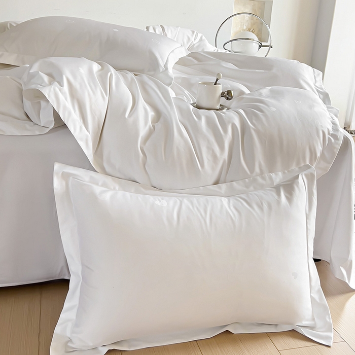 91家纺网 家纺一手货源 找家纺 品乐家纺 2024新款100支长绒棉提花 枕套 音色白