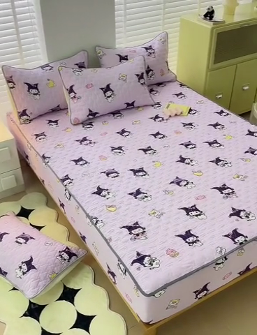 91家纺网 家纺一手货源 找家纺 舒居-2024-高克重水洗棉夹棉床笠 甜心库洛米