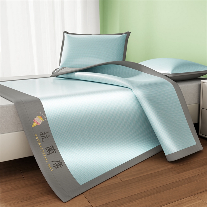 91家纺网 家纺一手货源 找家纺 叠派家纺 2024新款抗菌冰激凌凉席系列 冰淇淋-云川蓝