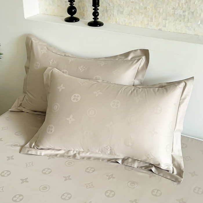 91家纺网 家纺一手货源 找家纺 品乐家纺 2024新款100支长绒棉提花 枕套 音色浅灰