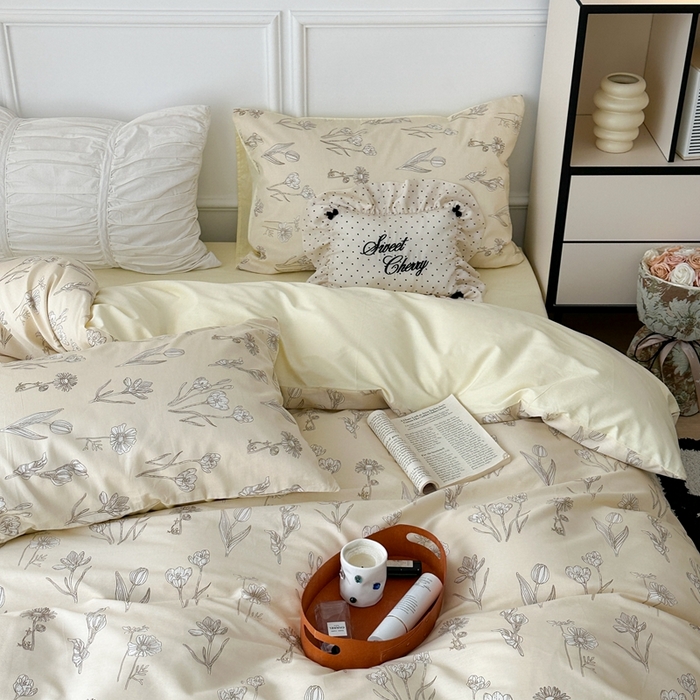 91家纺网 家纺一手货源 找家纺 昔可家纺 2024新款中古系列花四件套 新款水墨素描