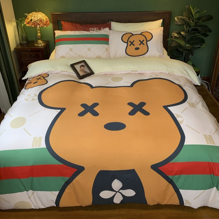 91家纺网 家纺一手货源 找家纺 花沐 2024新款云朵水洗棉四件套 【云朵棉】大酷熊