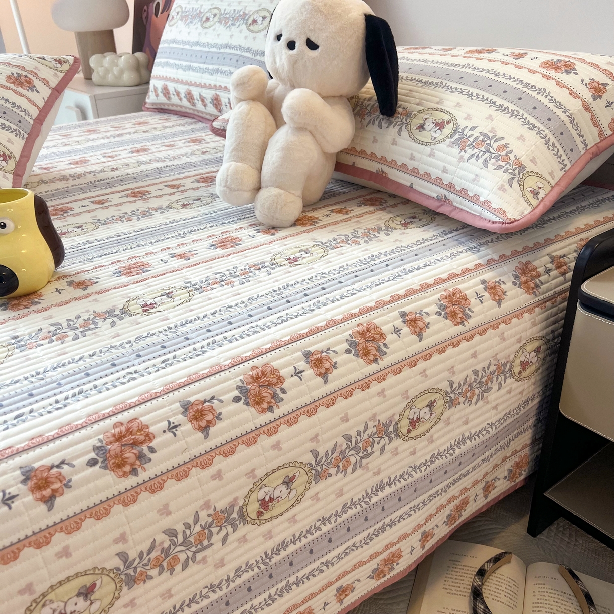 91家纺网 家纺一手货源 找家纺 HL原创 2024新款全棉印花床盖 可可小兔