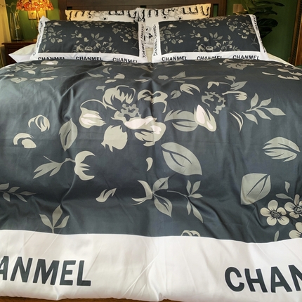 花沐 2024新款云朵水洗棉四件套 【云朵棉】轻奢黑花