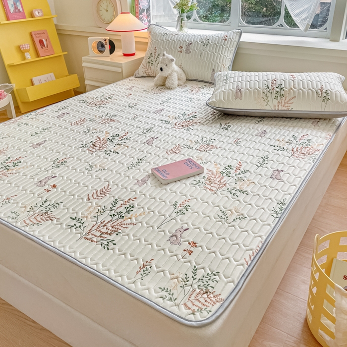 91家纺网 家纺一手货源 找家纺 柒月家居 2024新款贴身舒适厚度0.5小清新乳胶凉席 麦穗