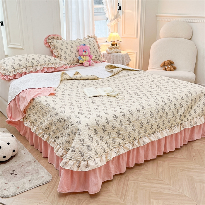 91家纺网 家纺一手货源 找家纺 恒爱家纺 2024新款韩版泡泡棉床盖系列四件套 花语