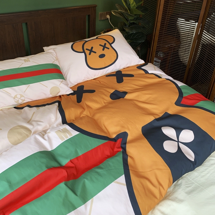 91家纺网 家纺一手货源 找家纺 花沐 2024新款云朵水洗棉四件套 【云朵棉】大酷熊