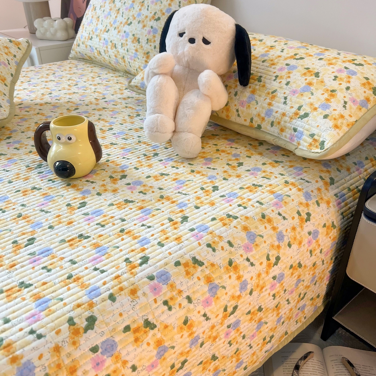 91家纺网 家纺一手货源 找家纺 HL原创 2024新款全棉印花床盖 小黄花