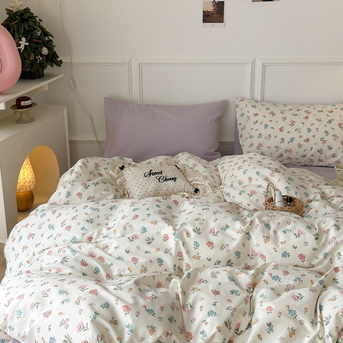 91家纺网 家纺一手货源 找家纺 昔可家纺 2024新款春日小碎花系列四件套 春日静香