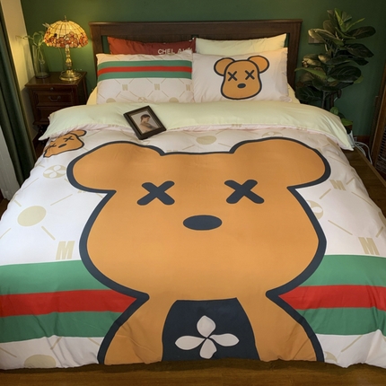 91家纺网 家纺一手货源 找家纺 花沐 2024新款云朵水洗棉四件套 【云朵棉】大酷熊