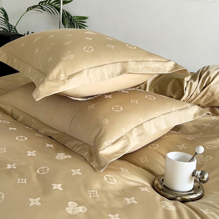 91家纺网 家纺一手货源 找家纺 品乐家纺 2024新款100支长绒棉提花 枕套 音色卡其