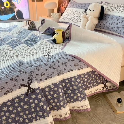 91家纺网 家纺一手货源 找家纺 HL原创 2024新款全棉印花床盖 追梦蓝