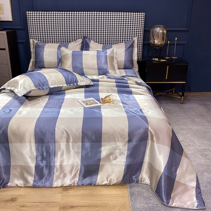 91家纺网 家纺一手货源 找家纺 （总）11 经年：2025年条纹丝绸冰丝水洗真丝夏被四件套直播爆款