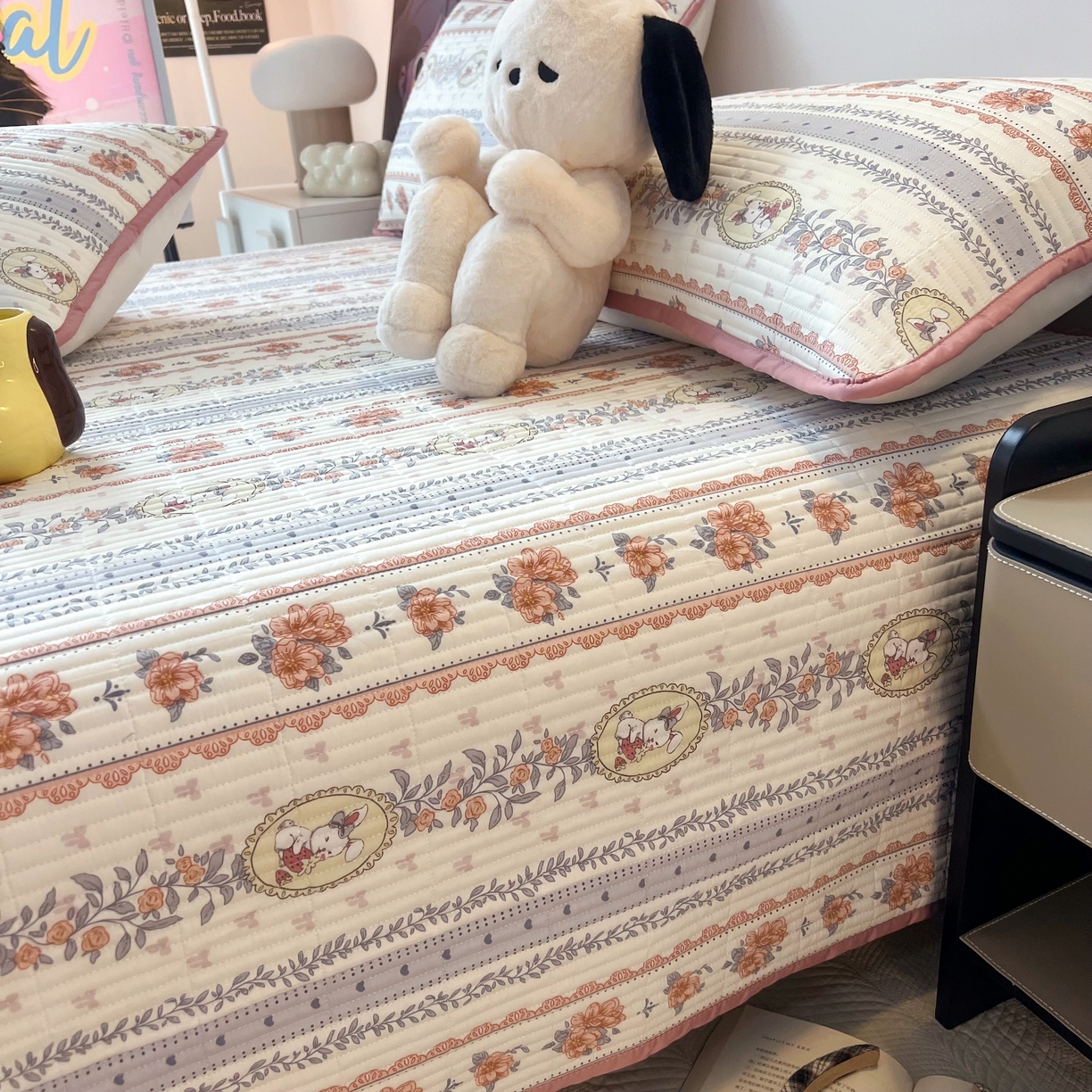 91家纺网 家纺一手货源 找家纺 HL原创 2024新款全棉印花床盖 可可小兔