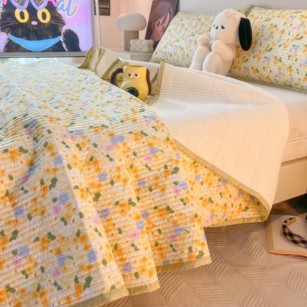 HL原创 2024新款全棉印花床盖 小黄花