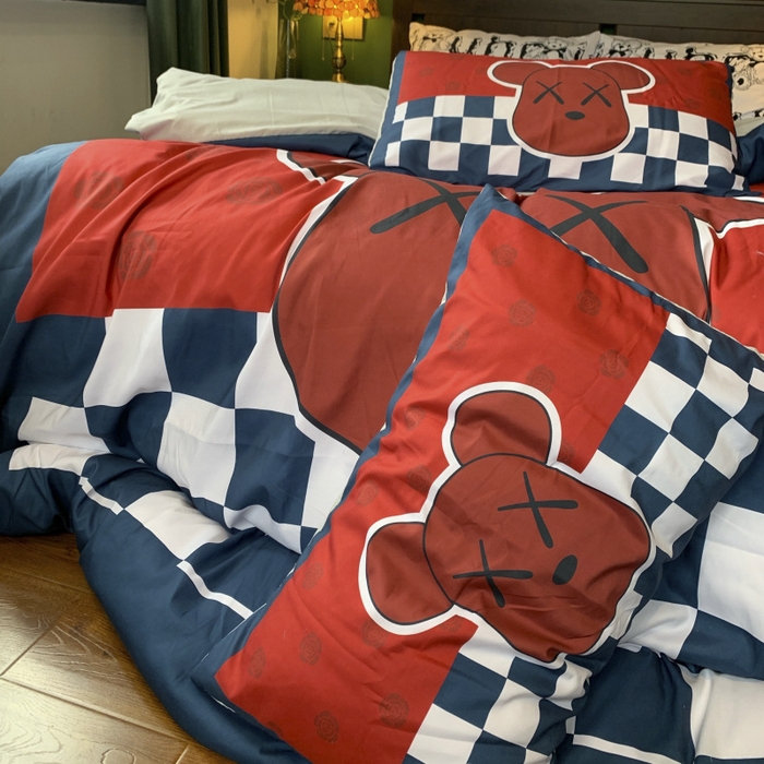 91家纺网 家纺一手货源 找家纺 花沐 2024新款云朵水洗棉四件套 【云朵棉】蓝酷熊