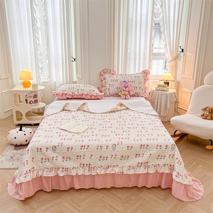 恒爱家纺 2024新款韩版泡泡棉床盖系列四件套 郁金香