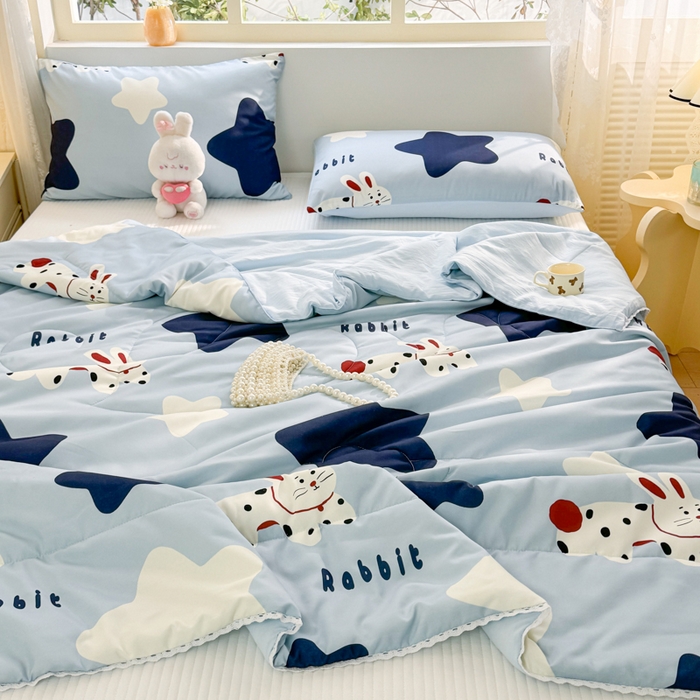 91家纺网 家纺一手货源 找家纺 寐居家纺 2024新款水洗棉小花边夏被 星光汇