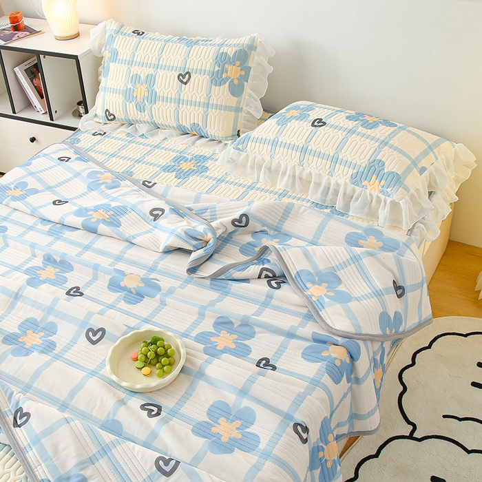 91家纺网 家纺一手货源 找家纺 伊人坊 2024新款冰丝凉感丝夏被 花花格调