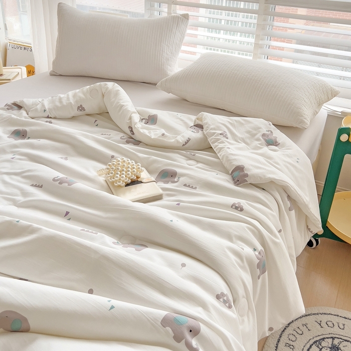 91家纺网 家纺一手货源 找家纺 春光里 2024新款萌趣夏被夏凉被被子被芯 萌小象