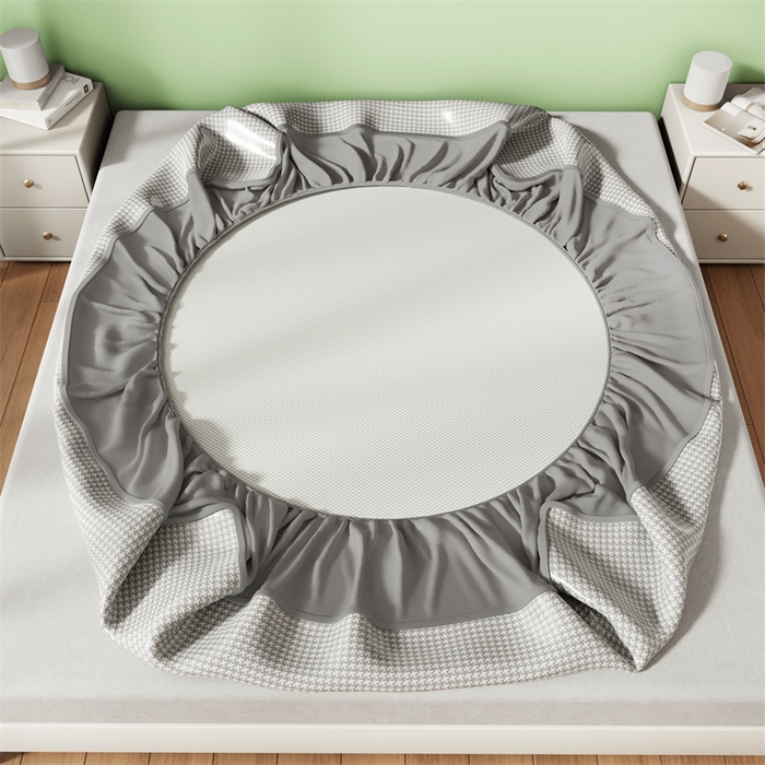 91家纺网 家纺一手货源 找家纺 叠派家纺 2024新款抗菌冰激凌烫画系列床单床笠 冰淇淋-烟灰床单款