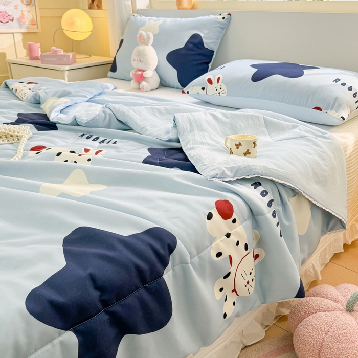 91家纺网 家纺一手货源 找家纺 寐居家纺 2024新款水洗棉小花边夏被 星光汇