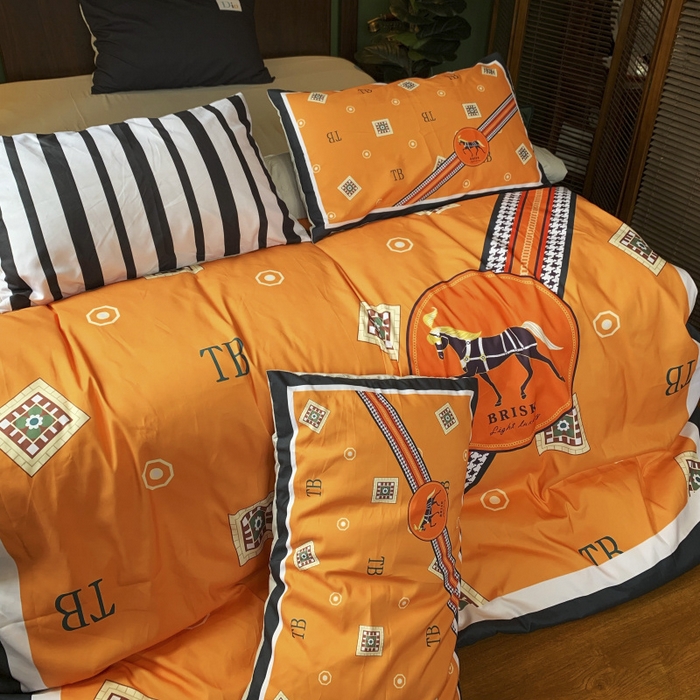 91家纺网 家纺一手货源 找家纺 花沐 2024新款云朵水洗棉四件套 【云朵棉】马车