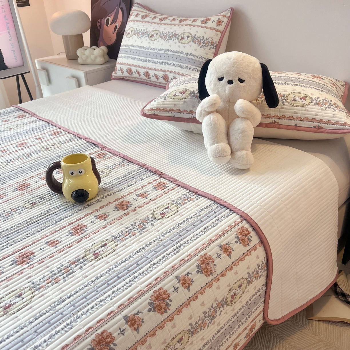 91家纺网 家纺一手货源 找家纺 HL原创 2024新款全棉印花床盖 可可小兔