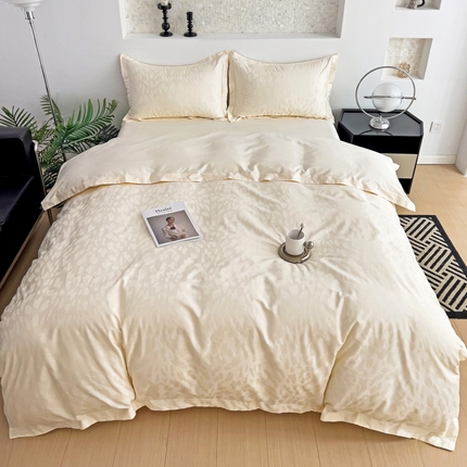 91家纺网 家纺一手货源 找家纺 品乐家纺 2024新款100支长绒棉提花宽边四件套 音色奶昔