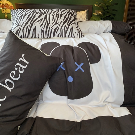 花沐 2024新款云朵水洗棉四件套 【云朵棉】咖熊