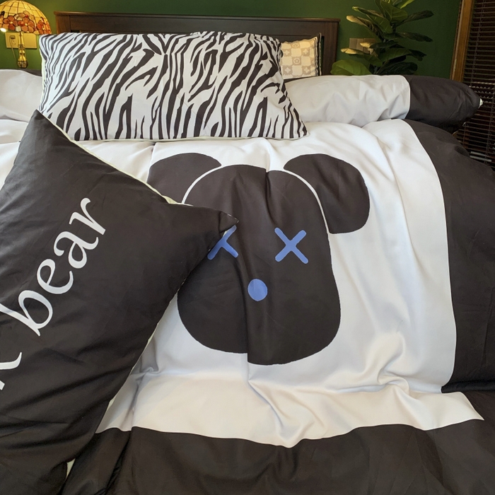 91家纺网 家纺一手货源 找家纺 花沐 2024新款云朵水洗棉四件套 【云朵棉】咖熊