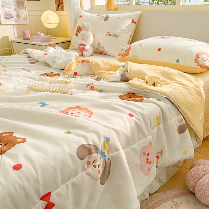 91家纺网 家纺一手货源 找家纺 寐居家纺 2024新款水洗棉小花边夏被 宠物大会