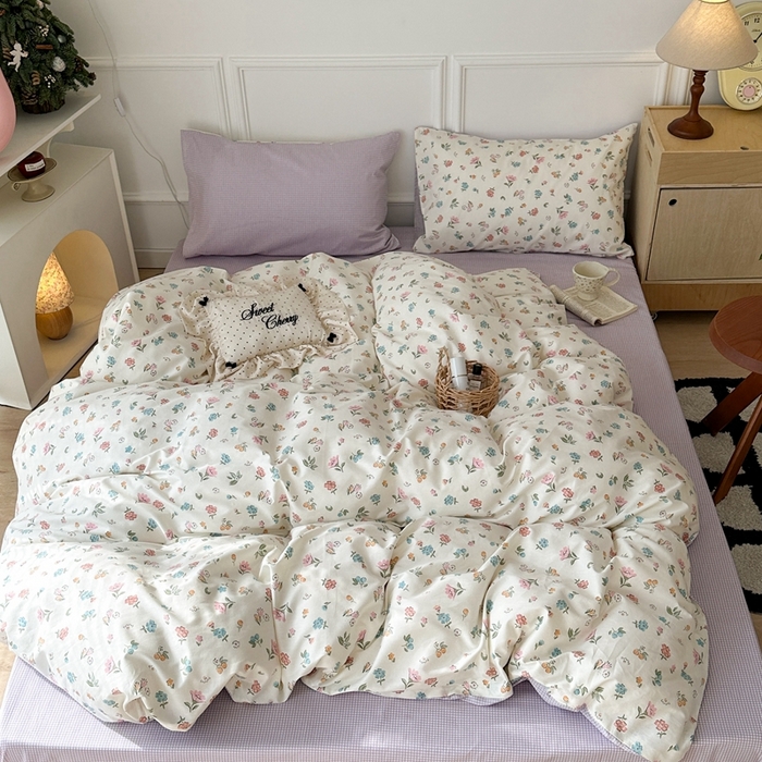 91家纺网 家纺一手货源 找家纺 昔可家纺 2024新款春日小碎花系列四件套 春日静香