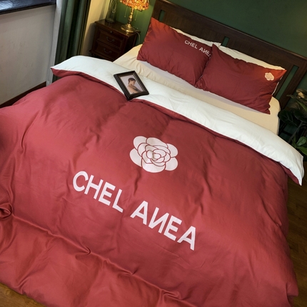 91家纺网 家纺一手货源 找家纺 花沐 2024新款云朵水洗棉四件套 【云朵棉】红香