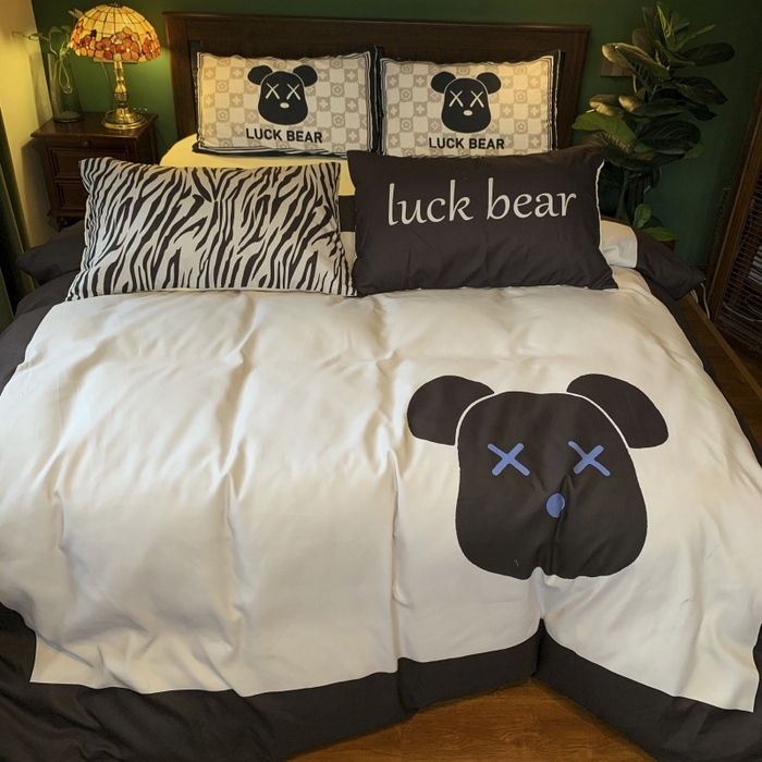 91家纺网 家纺一手货源 找家纺 花沐 2024新款云朵水洗棉四件套 【云朵棉】咖熊