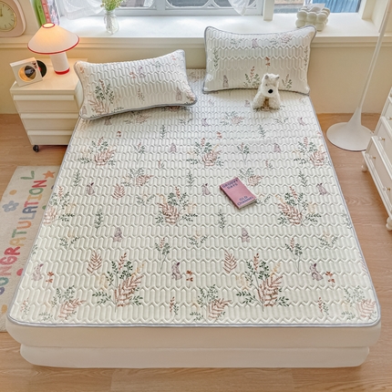 91家纺网 家纺一手货源 找家纺 柒月家居 2024新款贴身舒适厚度0.5小清新乳胶凉席 麦穗