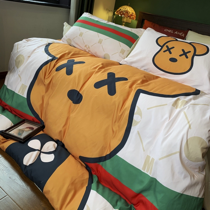 91家纺网 家纺一手货源 找家纺 花沐 2024新款云朵水洗棉四件套 【云朵棉】大酷熊